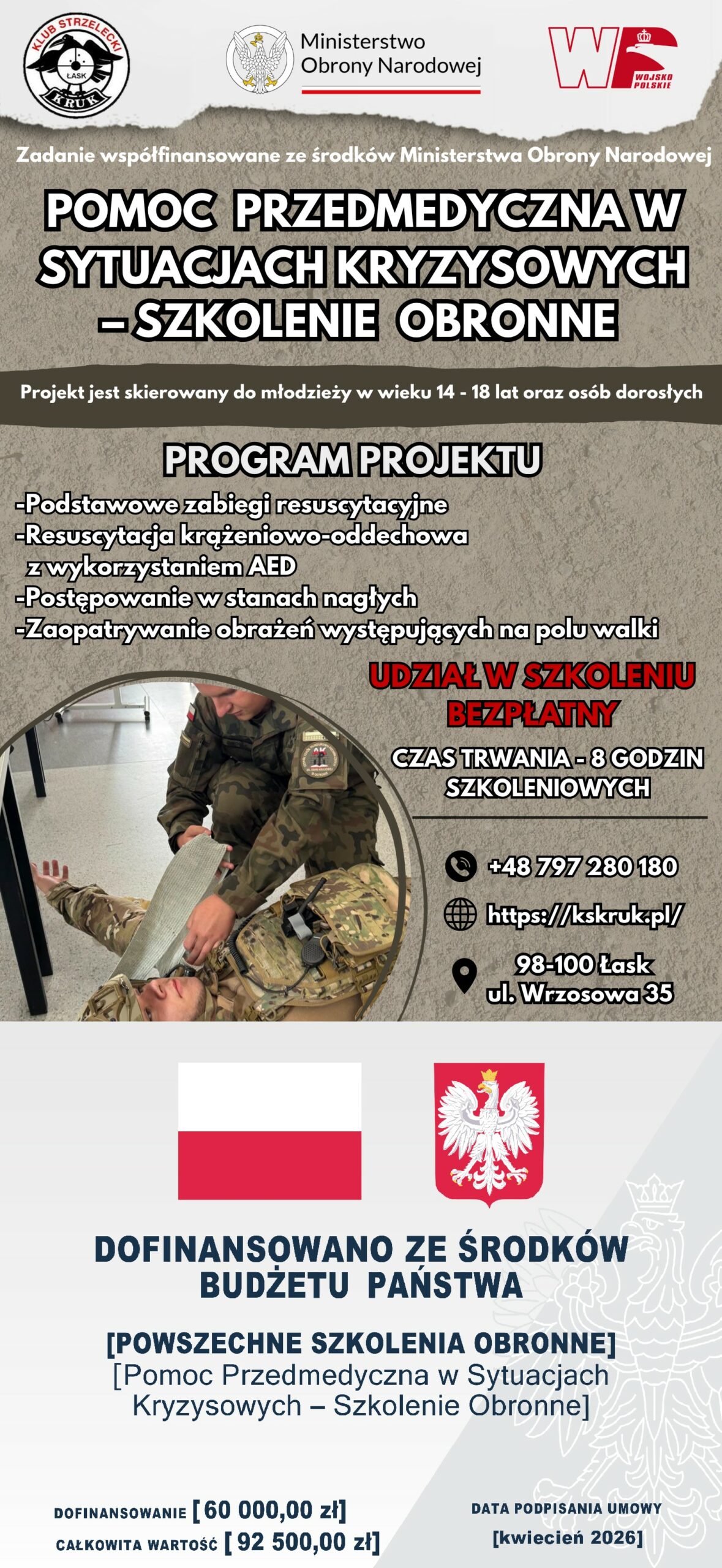 „Pomoc Przedmedyczna w&nbsp;Sytuacjach Kryzysowych – Szkolenie Obronne”